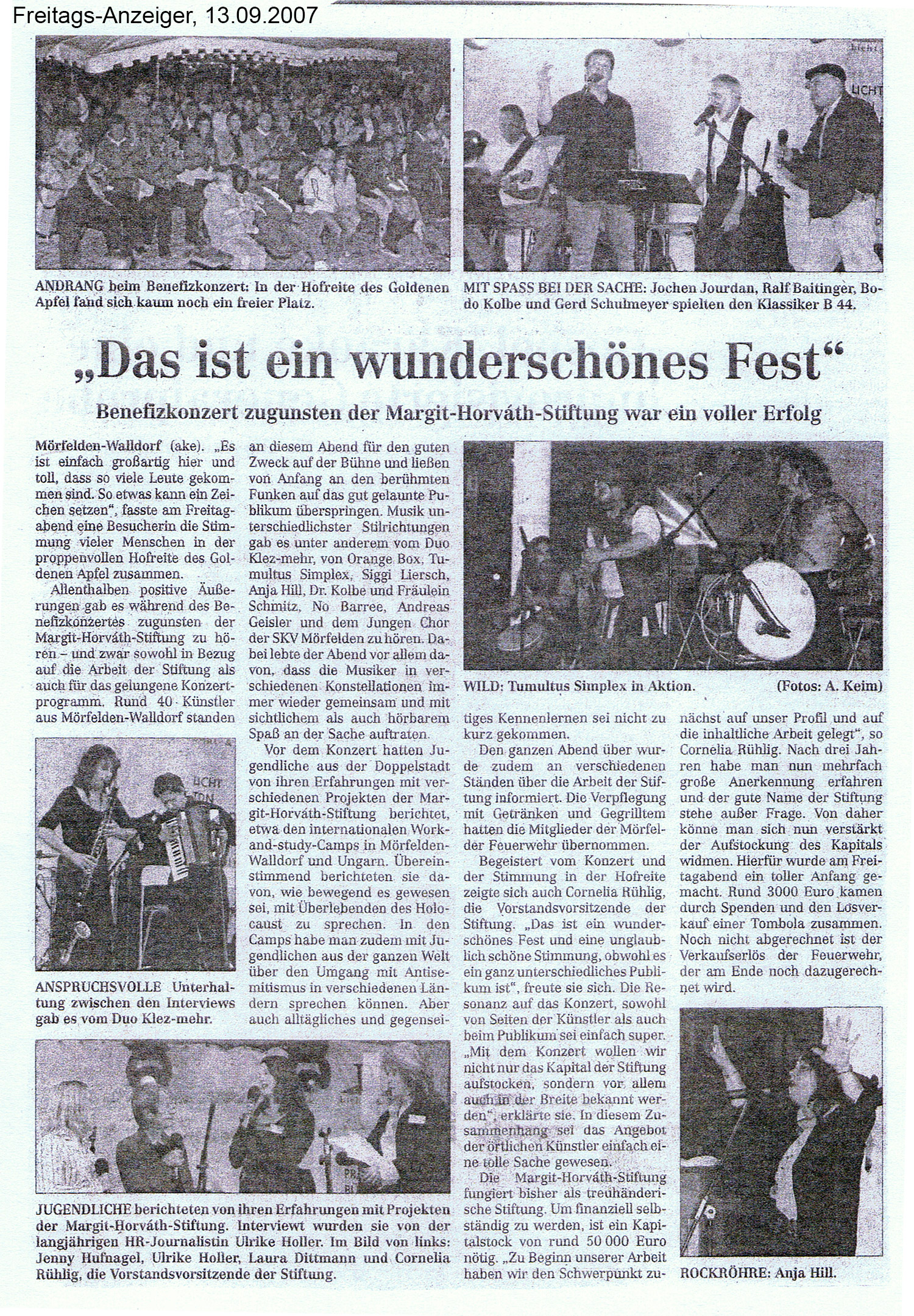 Zeitungsbericht im "Freitagsanzeiger" vom 13. September 2007