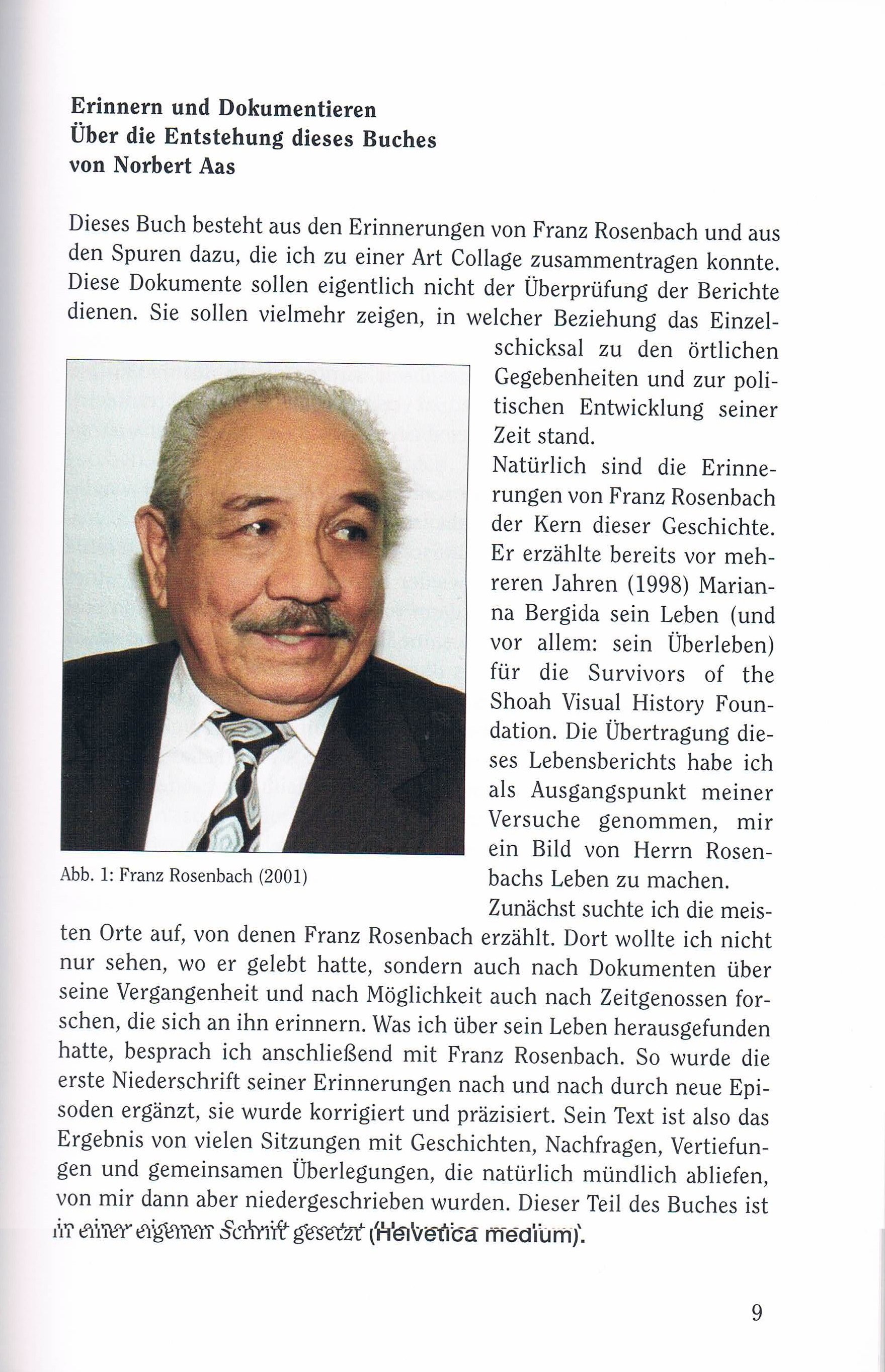 Ein Vorwort von Norbert Aas zur  Entstehung der Biographie von Franz Rosenbach 