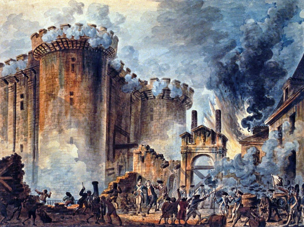 Der Sturm auf die Bastille,  14. Juli 1789. Jean-Piere Houel, Original: Bibliothèque Nationale de France, Paris