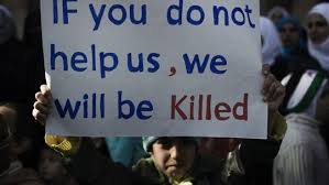 "Wenn ihr uns nicht helft, werden wir sterben." Demonstration der Nähe von Homs, 2012