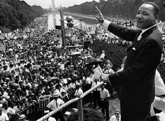 Martin Luther King am 28. August 1963 bei seiner Rede in Washington "I have a dream..." 