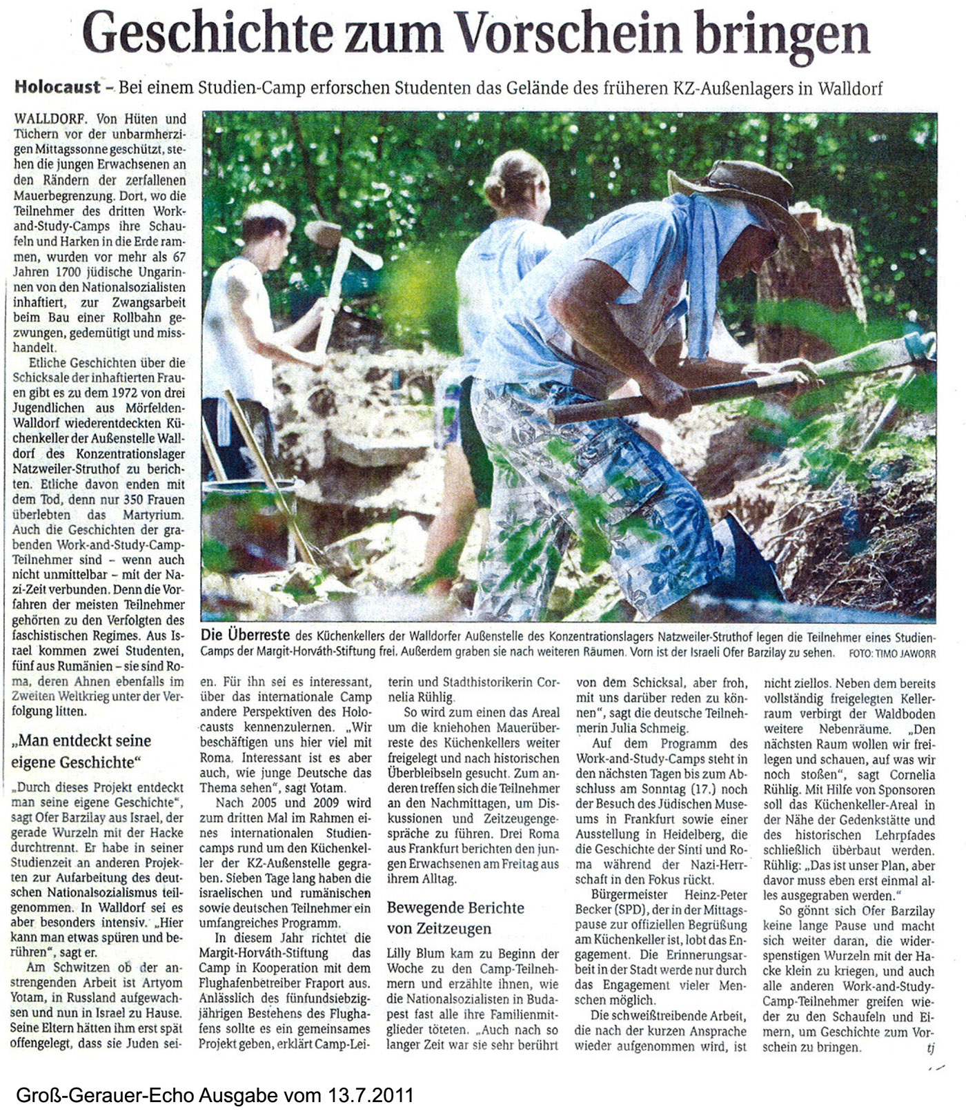 Bericht im Groß-Gerauer Echo. Ausgabe vom 13. Juli 2011