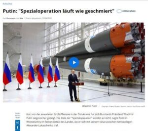 Putin: "Spezialoperation läuft wie geschmiert" Bericht dazu bei Euronews vom 12. April 2022