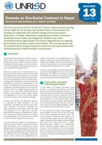Alina Saba and Gabriele Koeh­ler. UNRISD Issues Brief Num­ber 13. August 2022. Towards an Eco-Social Con­tract in Nepal. 