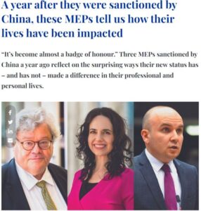 Was bedeutet es von China sanktioniert zu sein? Das „Parliament Magazine“ hat drei der sanktionierten Mitglieder des Europaparlaments befragt. Alle drei verdeutlichen, dass sie große Solidarität erfahren haben.